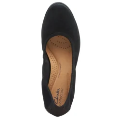Clarks Slip-On Shoes|Women's , Jenette Ease Flat Black Suede