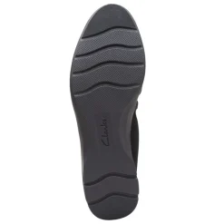 Clarks Slip-On Shoes|Women's , Jenette Ease Flat Black Suede