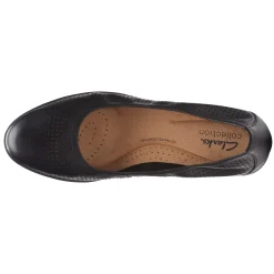 Clarks Flats|Women's , Jenette Ease Flat Black Leather