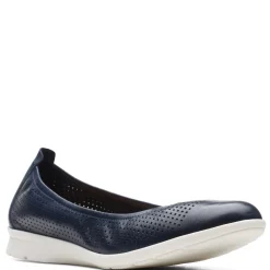 Clarks Flats|Women's , Jenette Ease Flat Navy