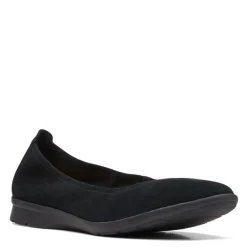 Clarks Flats|Women's , Jenette Ease Flat Black Suede