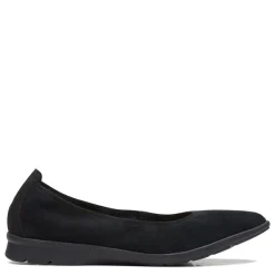 Clarks Flats|Women's , Jenette Ease Flat Black Suede
