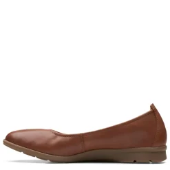 Clarks Flats|Women's , Jenette Ease Flat Tan Solid