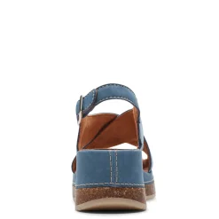 Clarks Wedges|Women's , Kassanda Step Sandal Blue Nubuck