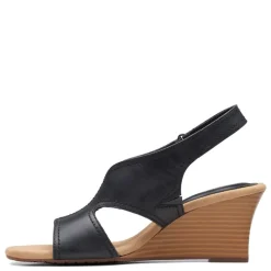 Clarks Wedges|Women's , Kyarra Aster Sandal Black