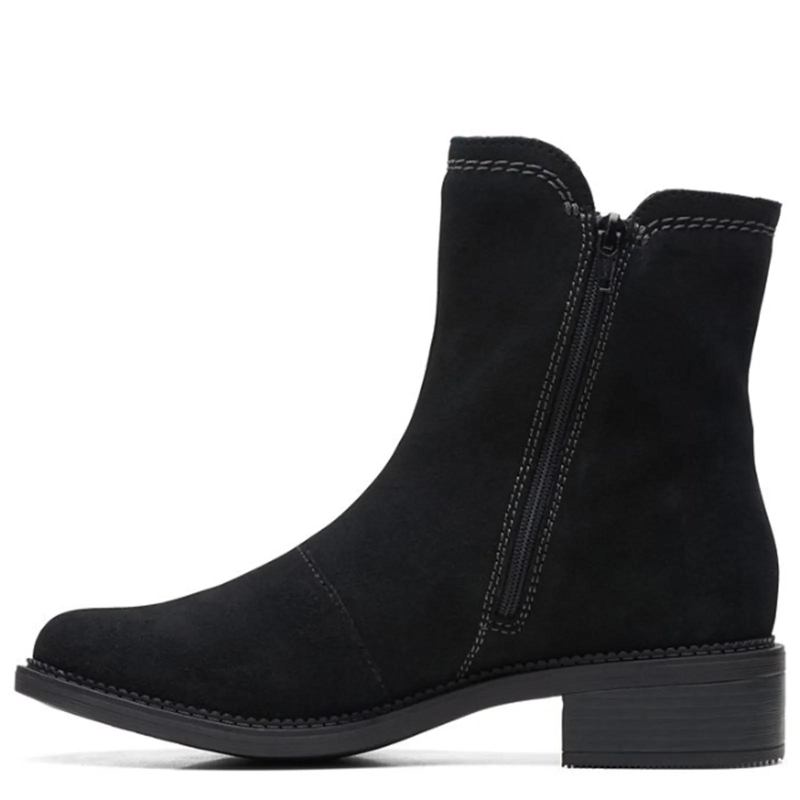 Clarks Boots|Women's , Maye Zip Boot Black Suede