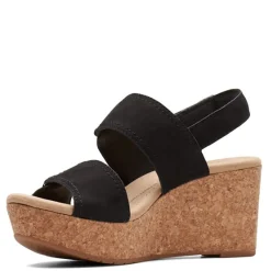 Clarks Wedges|Women's , Rose Lane Sandal Black