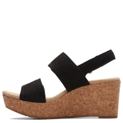 Clarks Wedges|Women's , Rose Lane Sandal Black