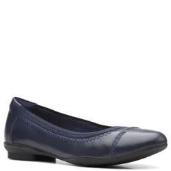 Clarks Flats|Women's , Sara Bay Flat Navy