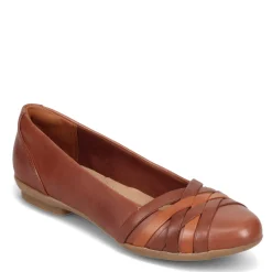 Clarks Flats|Women's , Sara Clover Flat Mahogany