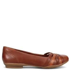 Clarks Flats|Women's , Sara Clover Flat Mahogany