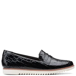 Clarks Slip-On Shoes|Women's , Serena Terri Slip-On Black Croco Print