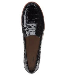 Clarks Flats|Women's , Serena Terri Slip-On Black Croco Print