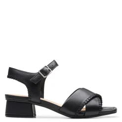 Clarks Sandals|Women's , Serina 35 Cross Sandal Black Leather