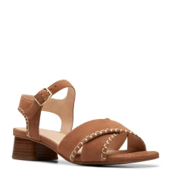 Clarks Sandals|Women's , Serina 35 Cross Sandal Tan Suede