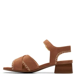 Clarks Sandals|Women's , Serina 35 Cross Sandal Tan Suede