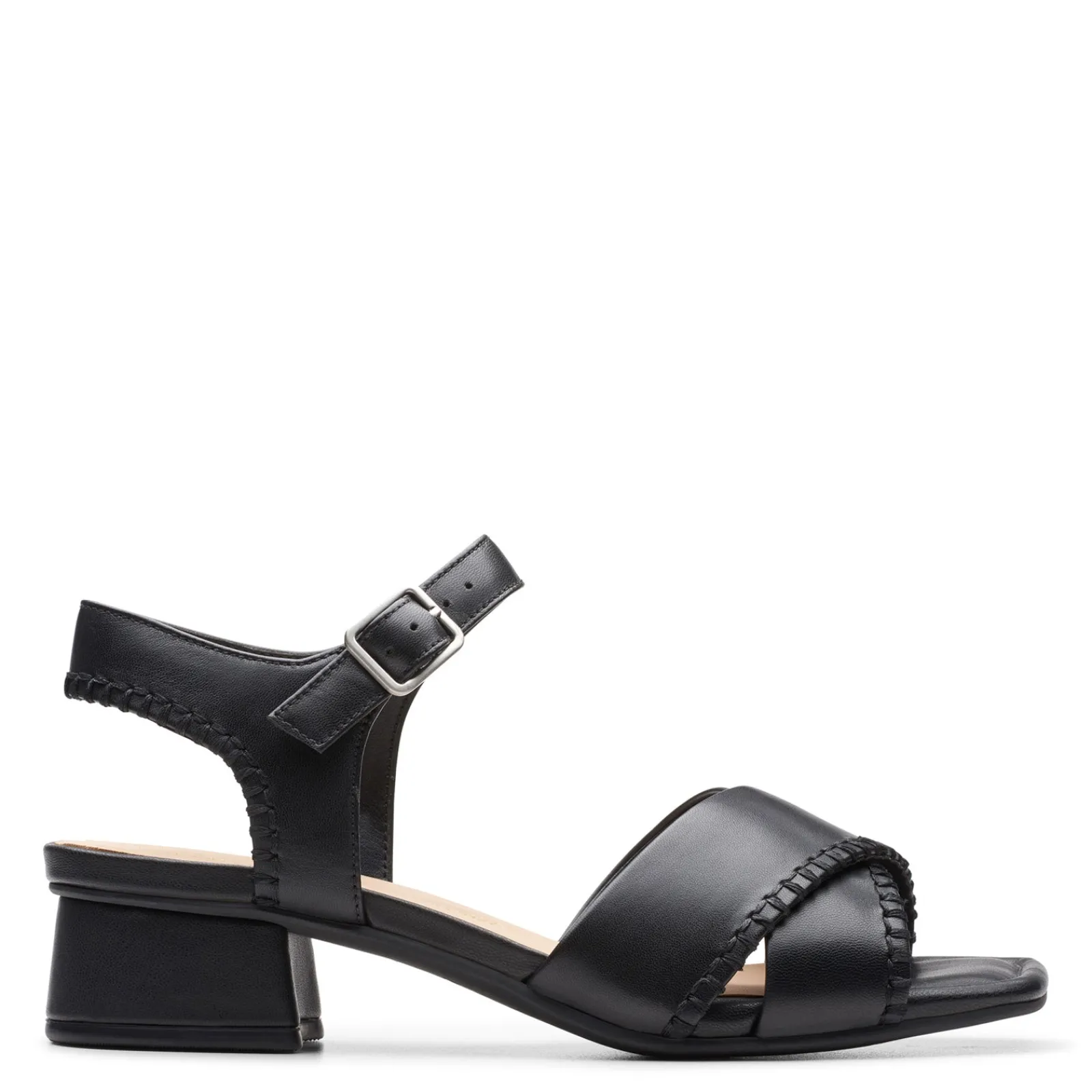 Clarks Pumps & Heels|Women's , Serina 35 Cross Sandal Black Leather