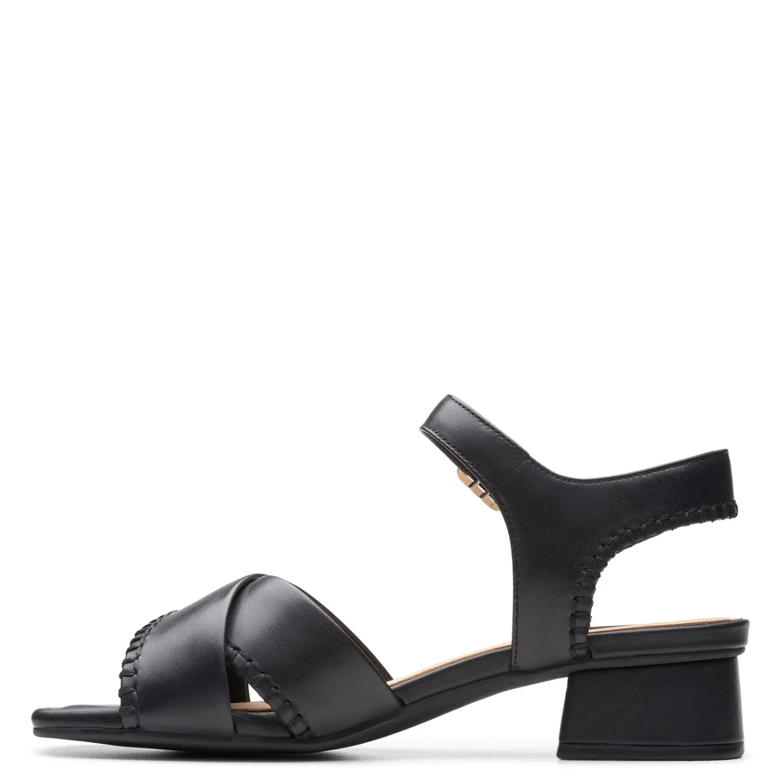Clarks Pumps & Heels|Women's , Serina 35 Cross Sandal Black Leather