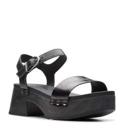 Clarks Sandals|Women's , Sivanne Bay Sandal Black Interest Leather