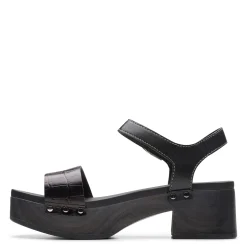 Clarks Sandals|Women's , Sivanne Bay Sandal Black Interest Leather