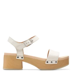 Clarks Pumps & Heels|Women's , Sivanne Bay Sandal Ivory Interest Leather
