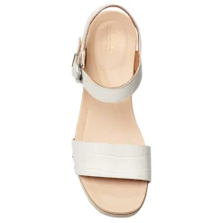 Clarks Pumps & Heels|Women's , Sivanne Bay Sandal Ivory Interest Leather