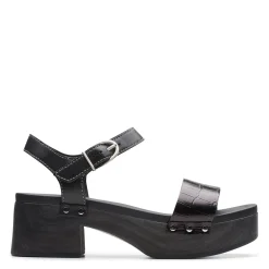Clarks Pumps & Heels|Women's , Sivanne Bay Sandal Black Interest Leather