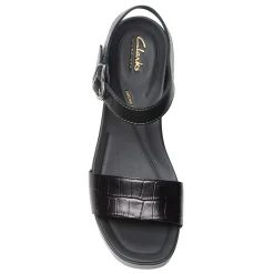 Clarks Pumps & Heels|Women's , Sivanne Bay Sandal Black Interest Leather