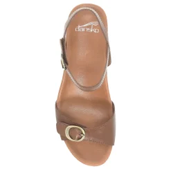 Dansko Wedges|Women's , Arielle Sandal Tan Glazed Leather