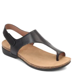 Dansko Sandals|Women's , Reece Thong Sandals Black Waxy Burnished