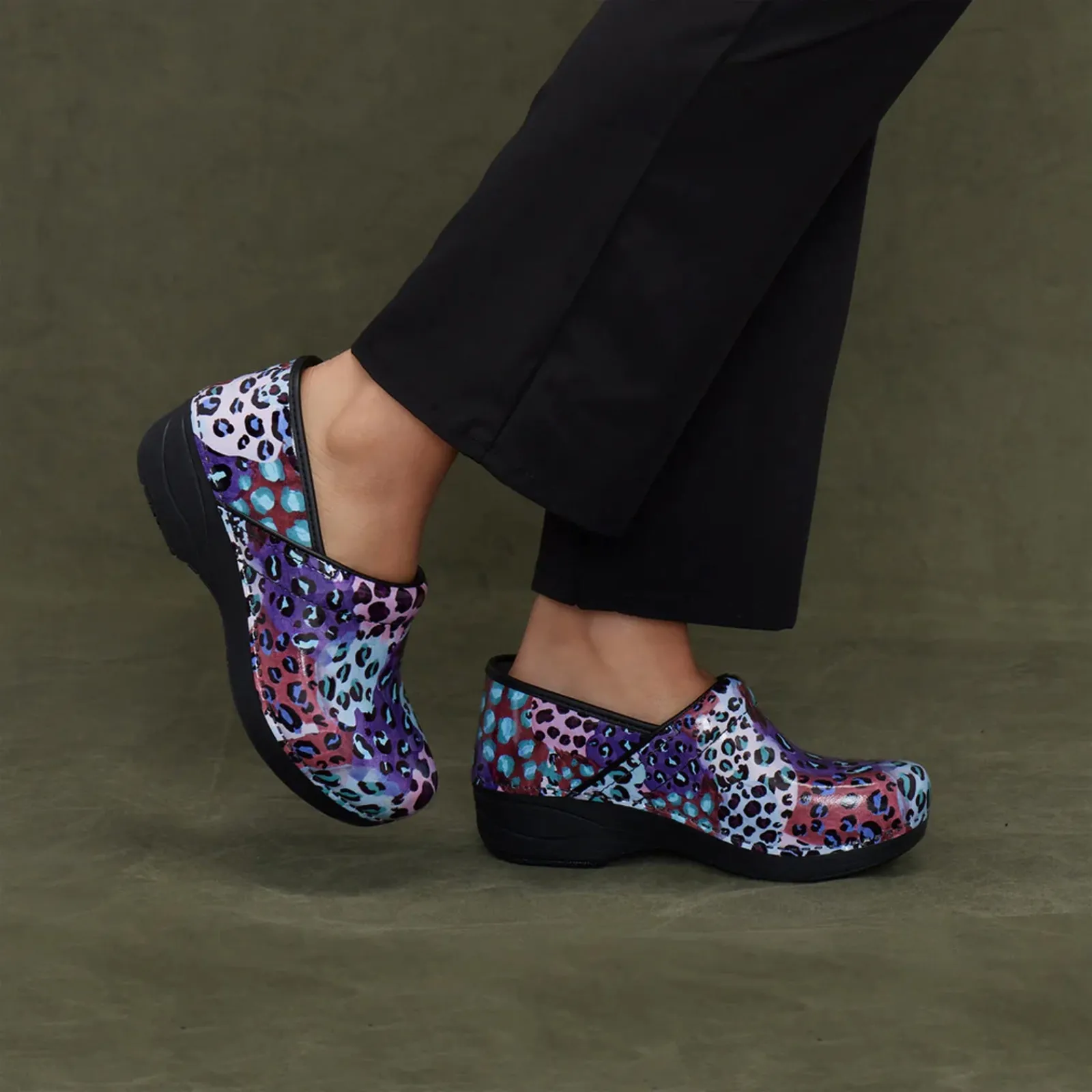 Dansko Work & Safety|Women's , XP 2.0 Clog Purple Leopard Patent