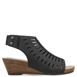 Earth Wedges|Women's , Hana 3 Sandal Black