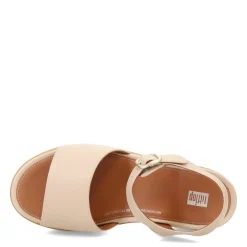 FitFlop Wedges|Women's , Eloise Cork Wrap Strap Sandal Beige