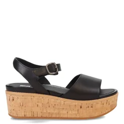 FitFlop Wedges|Women's , Eloise Cork Wrap Strap Sandal Black