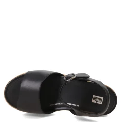 FitFlop Wedges|Women's , Eloise Cork Wrap Strap Sandal Black