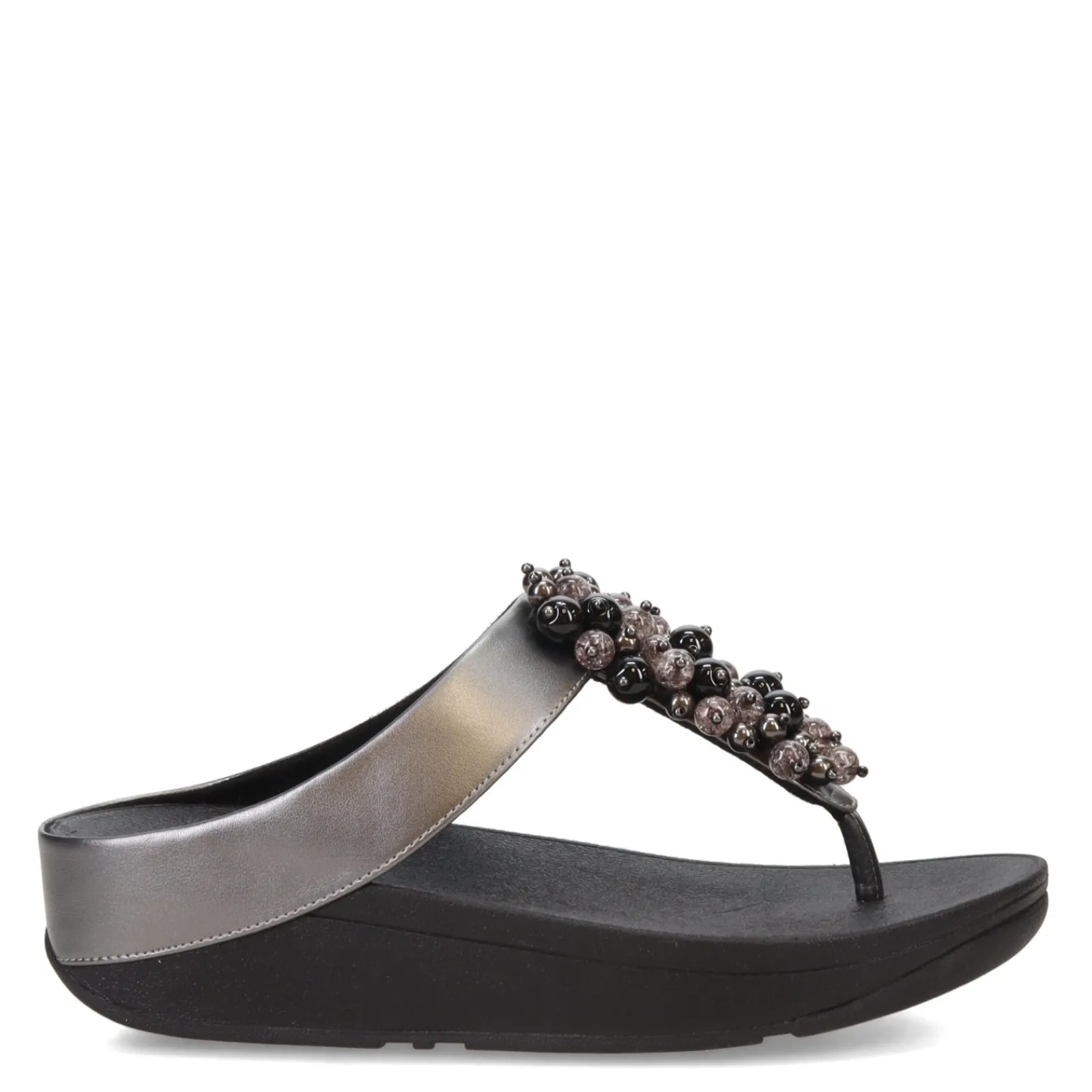 FitFlop Sandals|Women's , Fino Bauble Toe-Post Sandal Pewter Black