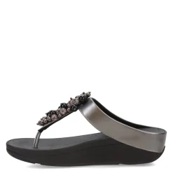 FitFlop Sandals|Women's , Fino Bauble Toe-Post Sandal Pewter Black
