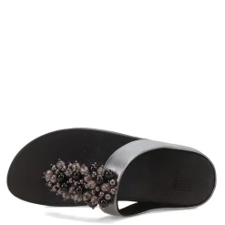 FitFlop Wedges|Women's , Fino Bauble Toe-Post Sandal Pewter Black