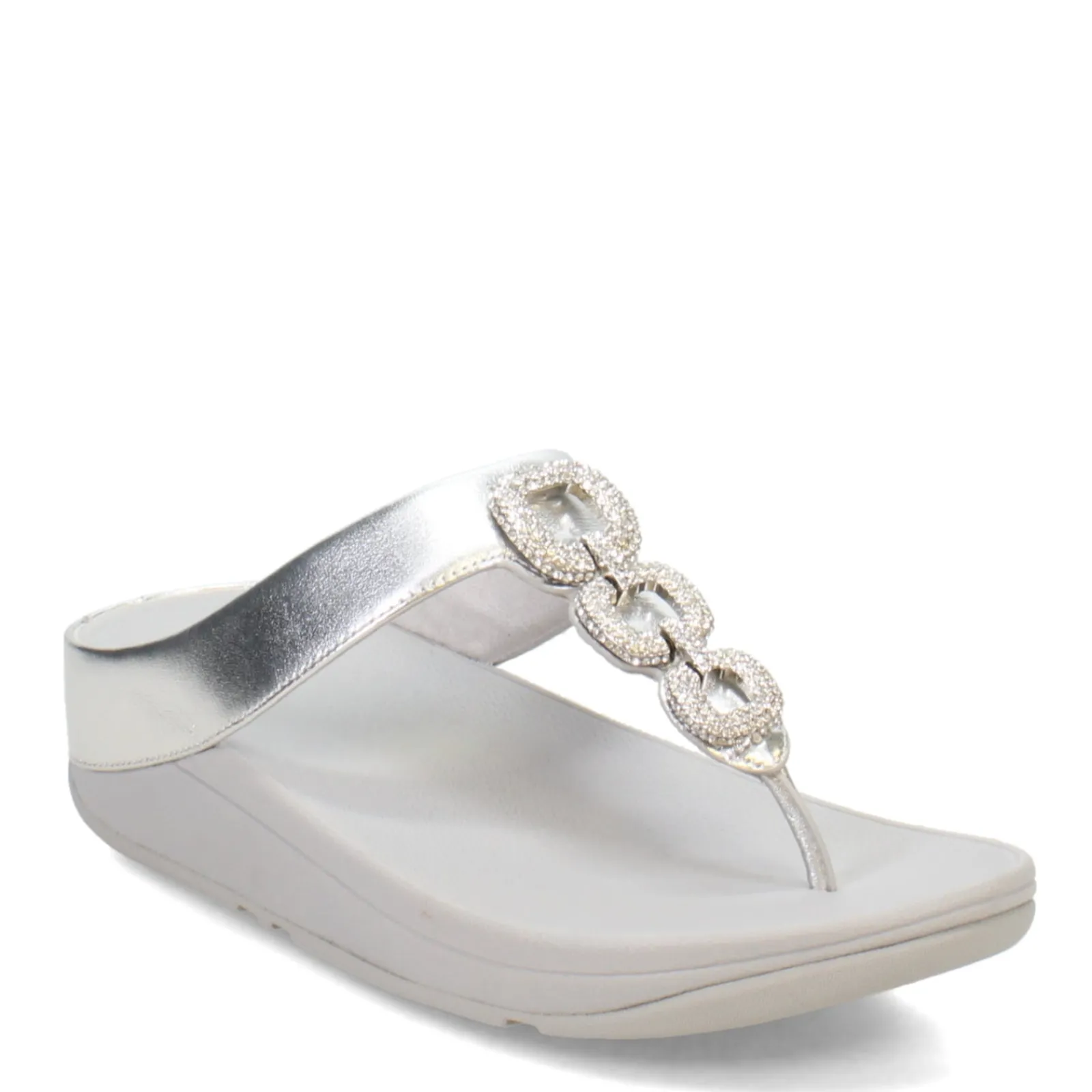 FitFlop Sandals|Women's , Fino Crystal Chain Toe-Post Sandal Silver