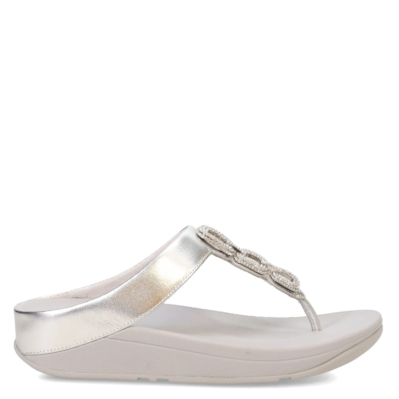 FitFlop Sandals|Women's , Fino Crystal Chain Toe-Post Sandal Silver