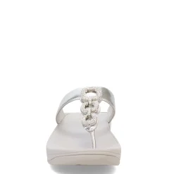 FitFlop Sandals|Women's , Fino Crystal Chain Toe-Post Sandal Silver