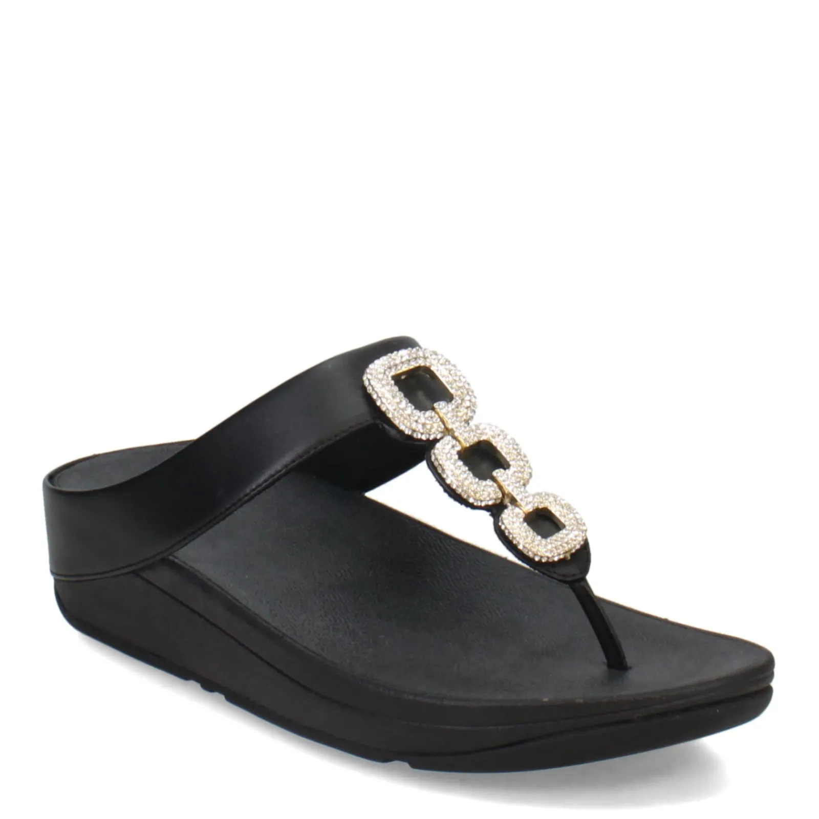 FitFlop Sandals|Women's , Fino Crystal Chain Toe-Post Sandal Black