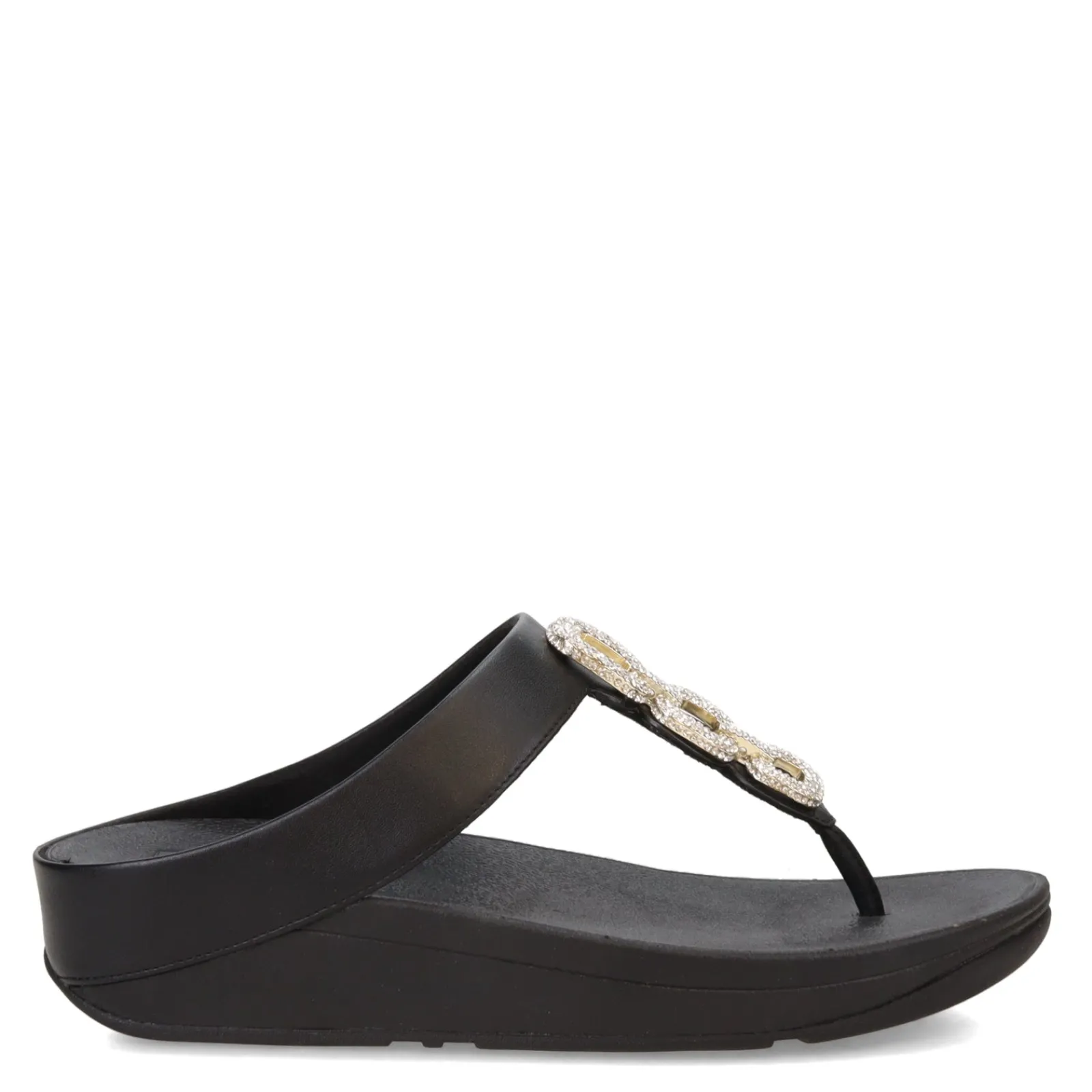 FitFlop Sandals|Women's , Fino Crystal Chain Toe-Post Sandal Black