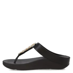 FitFlop Sandals|Women's , Fino Crystal Chain Toe-Post Sandal Black