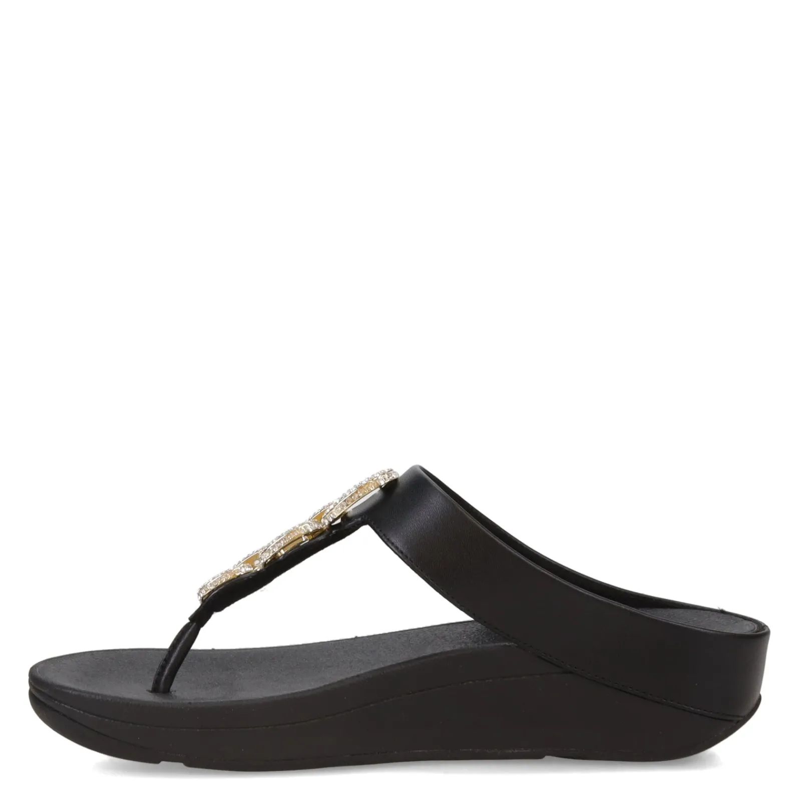 FitFlop Sandals|Women's , Fino Crystal Chain Toe-Post Sandal Black