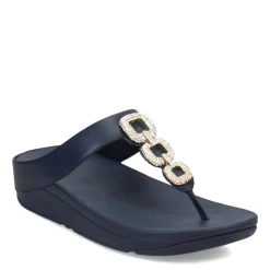 FitFlop Wedges|Women's , Fino Crystal Chain Toe-Post Sandal Midnight Navy