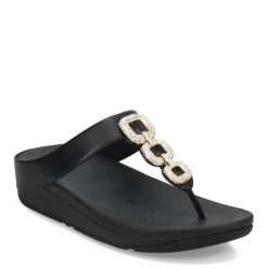 FitFlop Wedges|Women's , Fino Crystal Chain Toe-Post Sandal Black