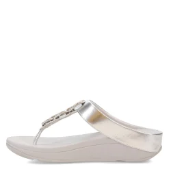 FitFlop Wedges|Women's , Fino Crystal Chain Toe-Post Sandal Silver