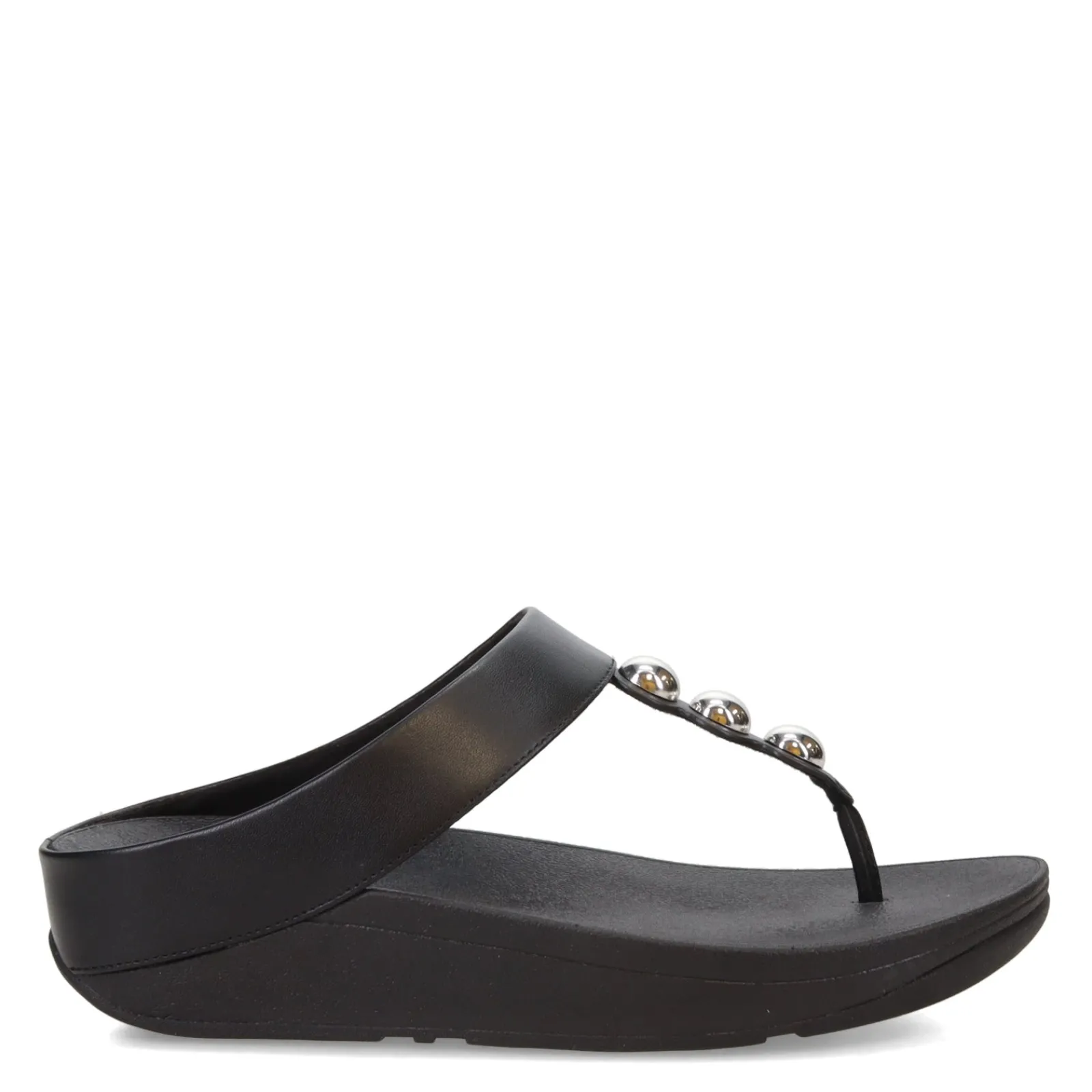 FitFlop Sandals|Women's , Fino Mirror Dome Toe-Post Sandal Black