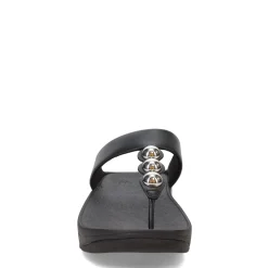 FitFlop Sandals|Women's , Fino Mirror Dome Toe-Post Sandal Black